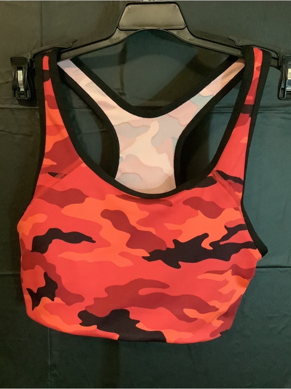 PINK Victoria's Secret Red & Black Camo Racerback Sports Bra